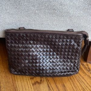 Valentina brown leather woven bag